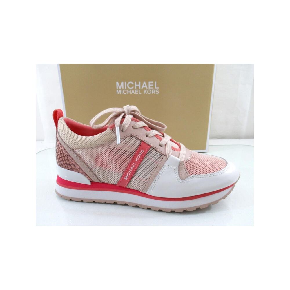 Michael Kors Dash Trainer Lace Up Sneakers Small Net Mesh Soft Pink Multi